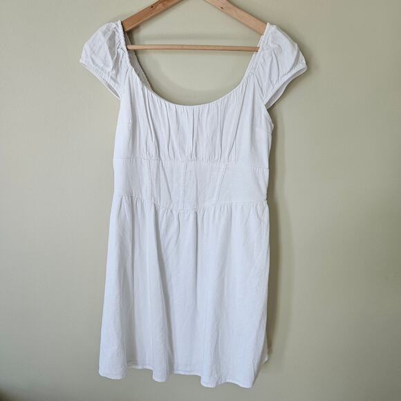 Hollister Dresses & Skirts - Hollister Milkmaid Mini Dress Size Large Corset Cottage Babydoll Feminine Gauze